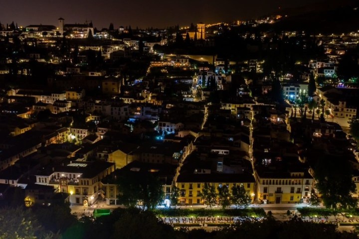 a view of a city at night